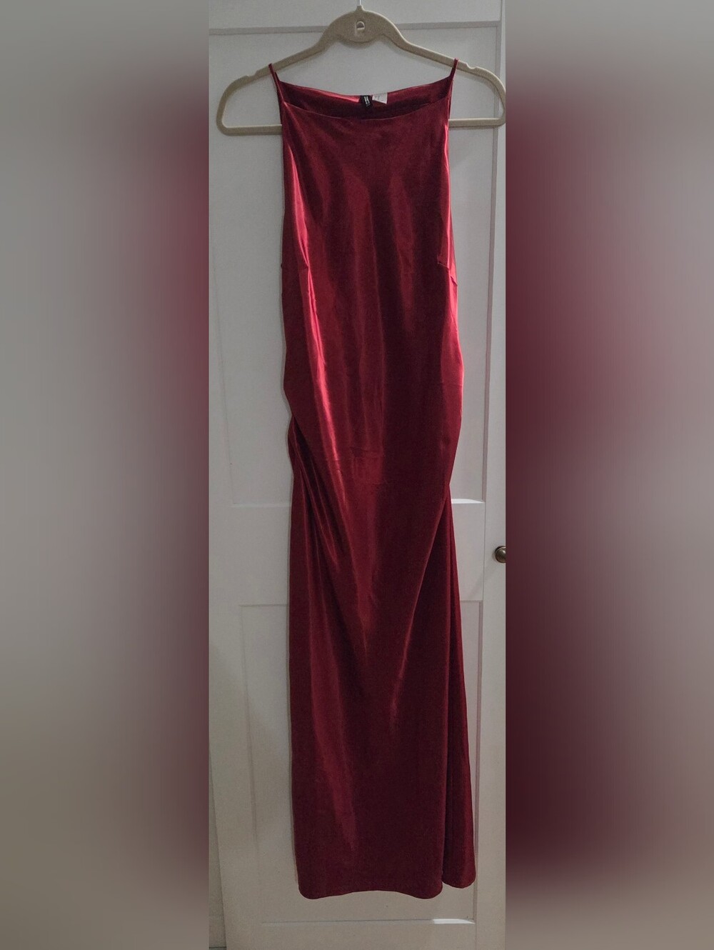 H&M Satin Maxi Dress in Burgundy Red